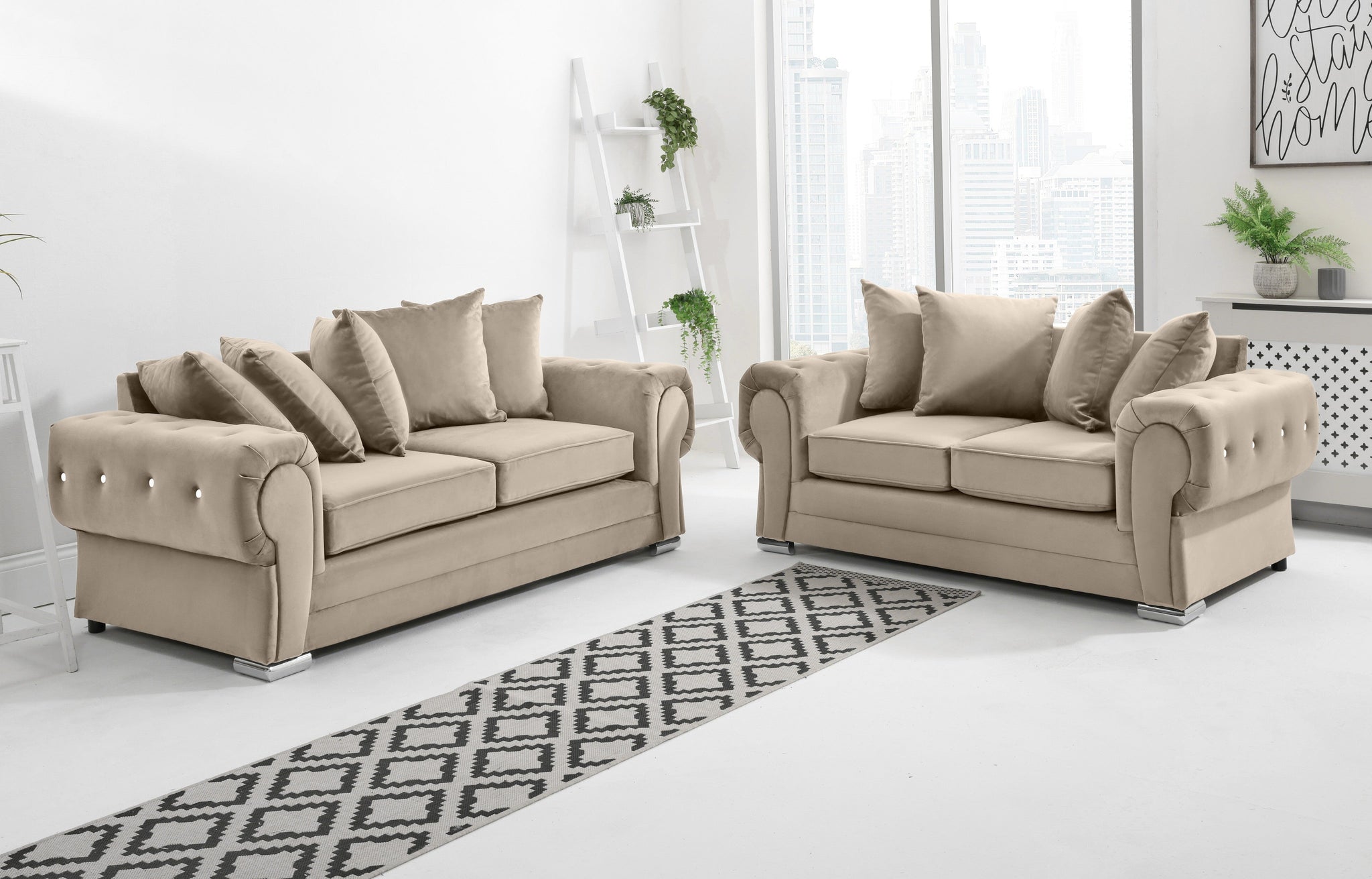 Victoria Plush 3+2 Scatterback + Diamonds