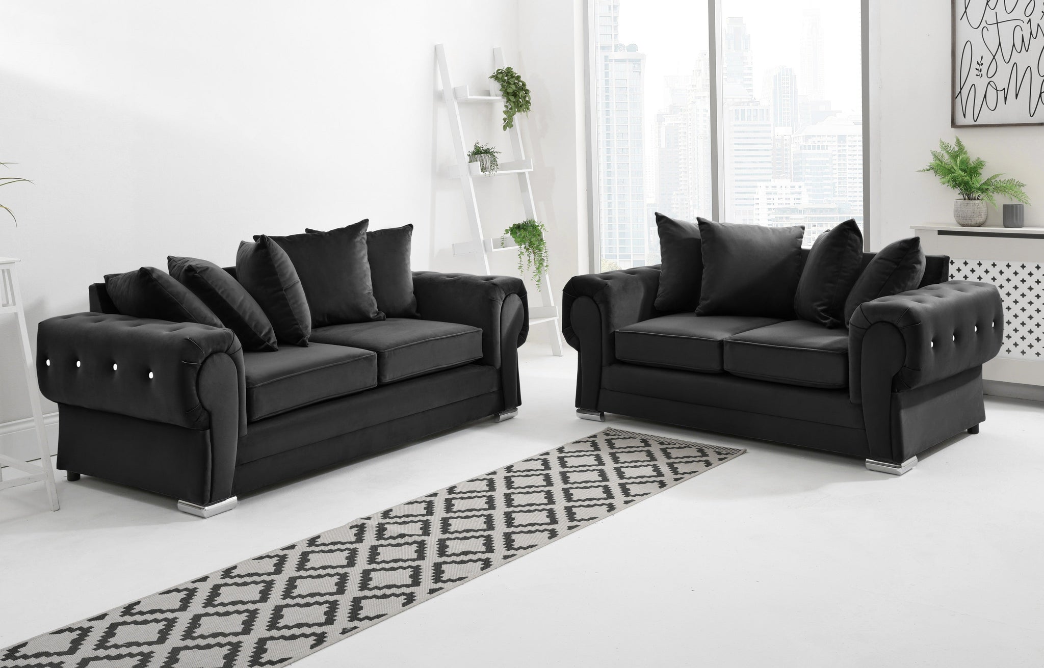 Victoria Plush 3+2 Scatterback + Diamonds