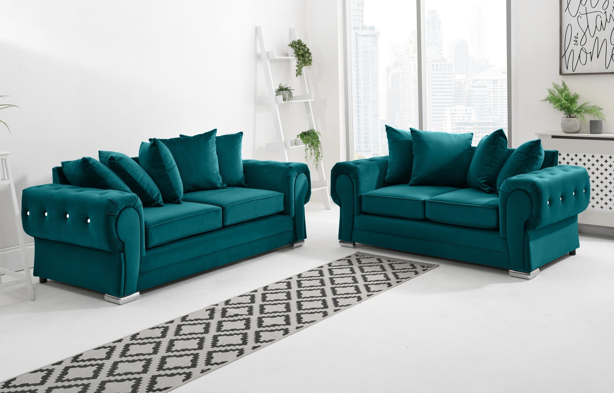 Victoria Plush 3+2 Scatterback + Diamonds