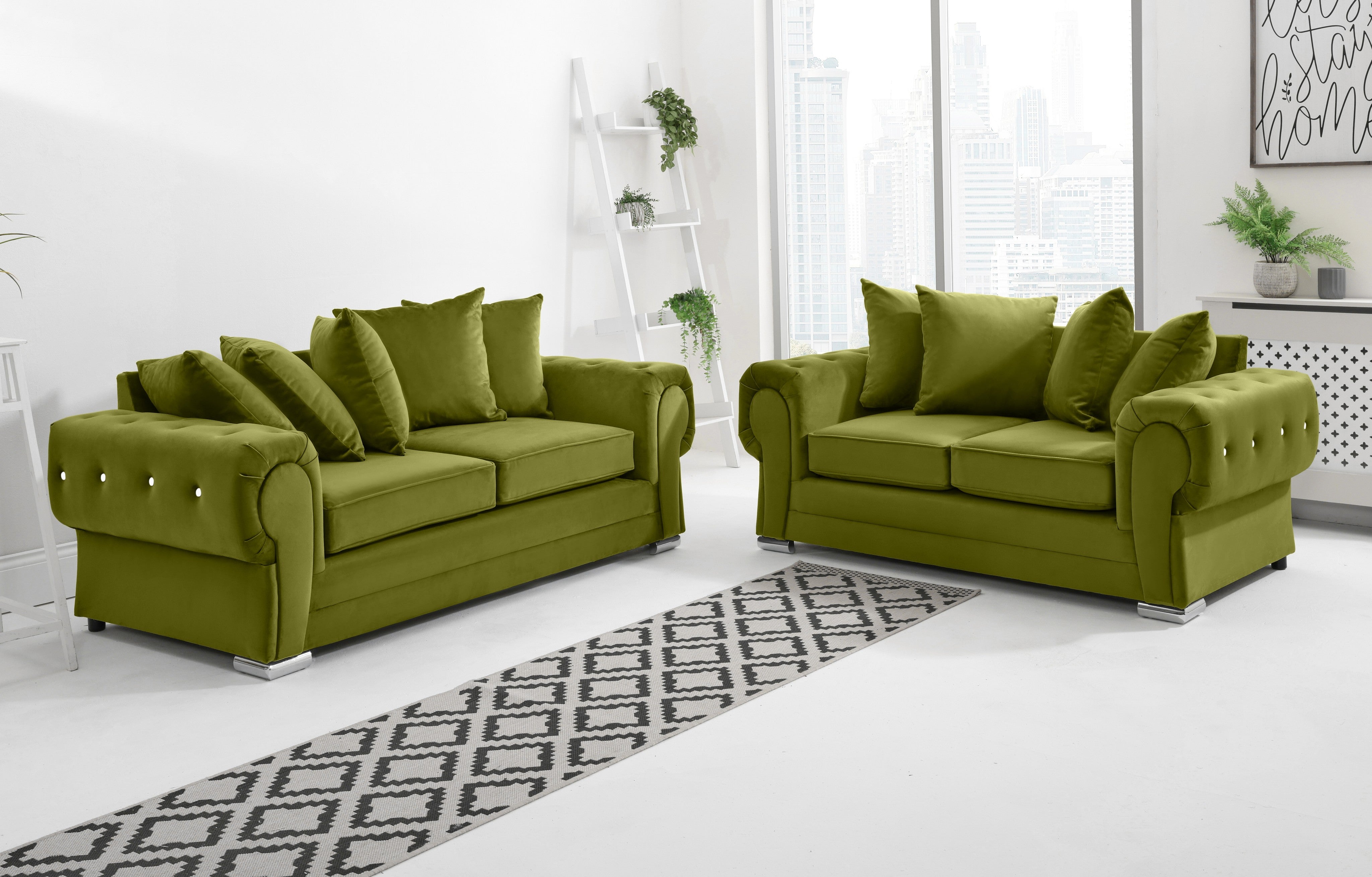 Victoria Plush 3+2 Scatterback + Diamonds
