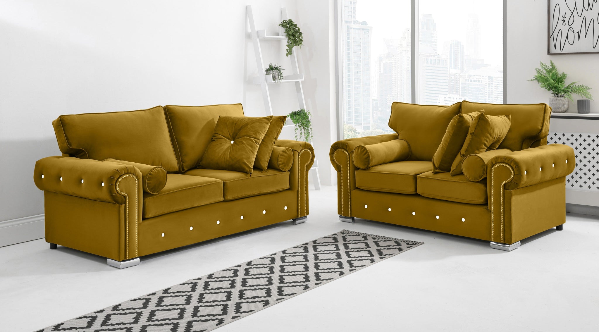 Vienna 3+2 Fullback + Extra Cushions + Diamonds