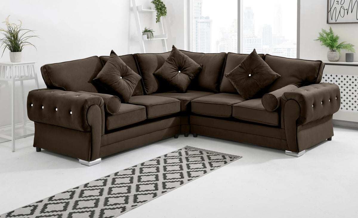 Victoria Plush Corner Fullback + Extra Cushions + Diamonds