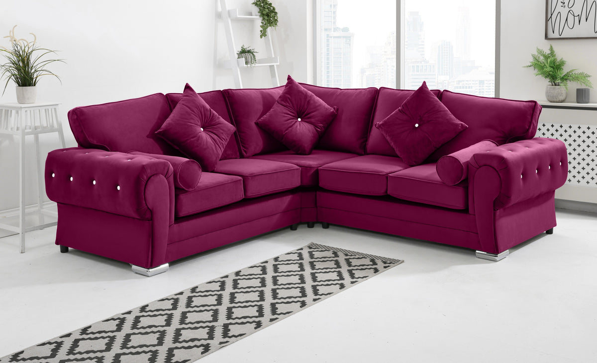 Victoria Plush Corner Fullback + Extra Cushions + Diamonds