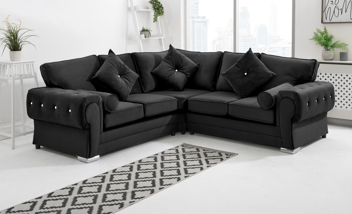 Victoria Plush Corner Fullback + Extra Cushions + Diamonds