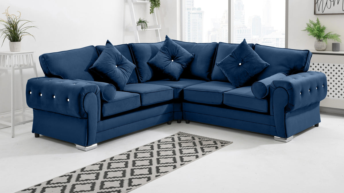Victoria Plush Corner Fullback + Extra Cushions + Diamonds