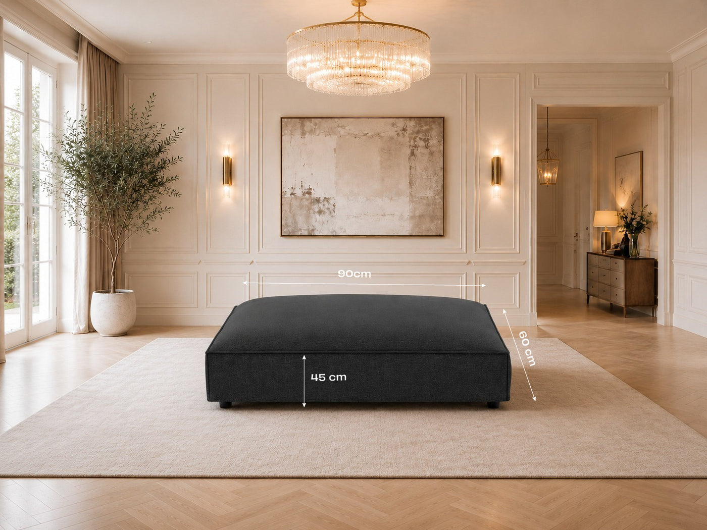 ChesterLuxe Footstool - Modular dimensions