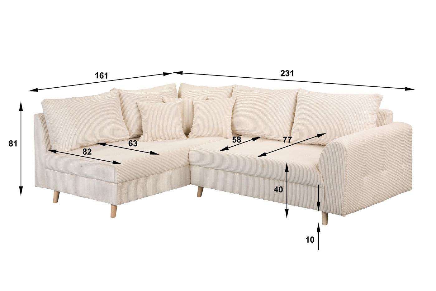 Harlow Corner - L Shape dimensions