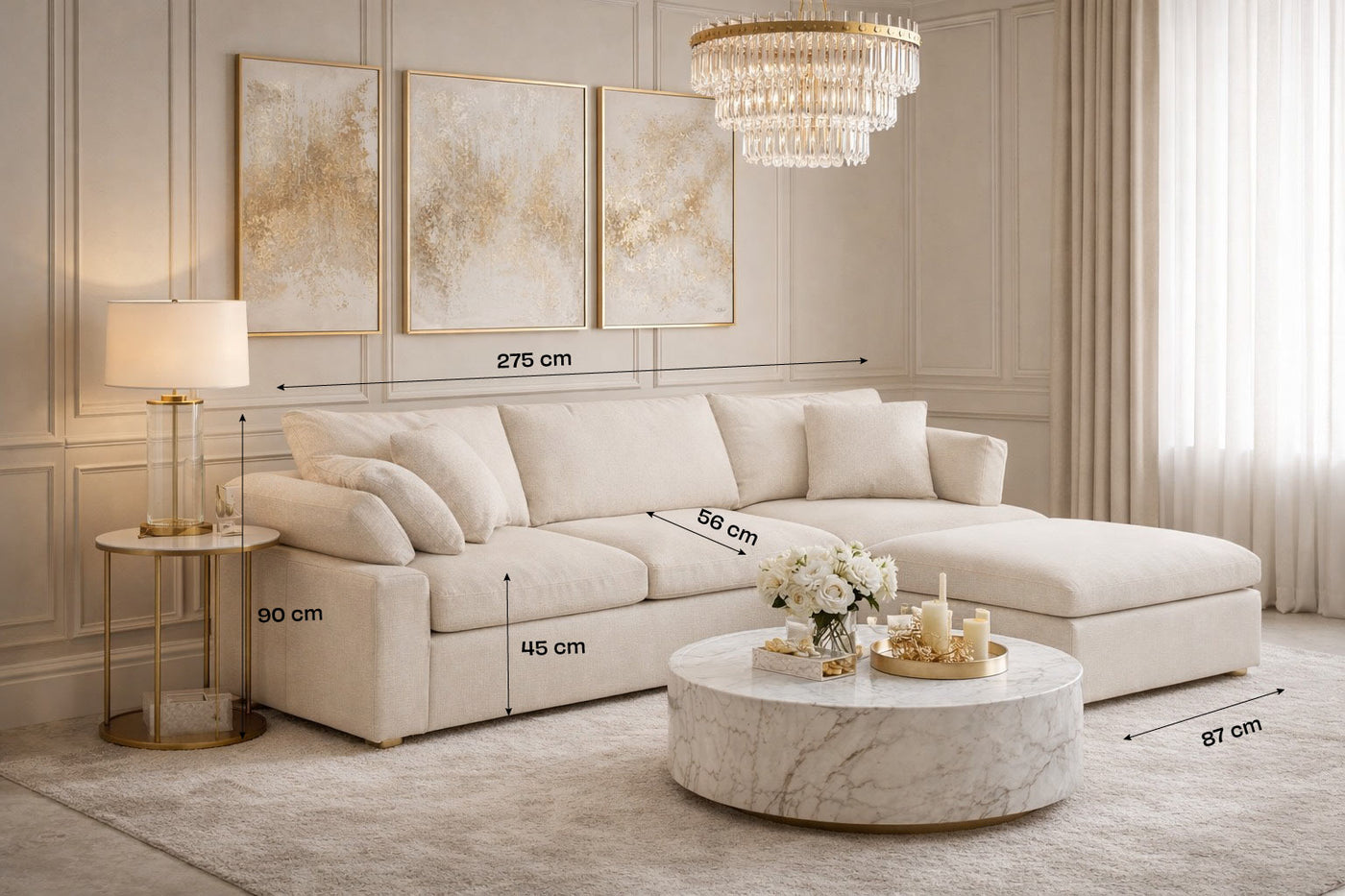 Mayfair Corner Sofa Footstool End - Modular dimensions