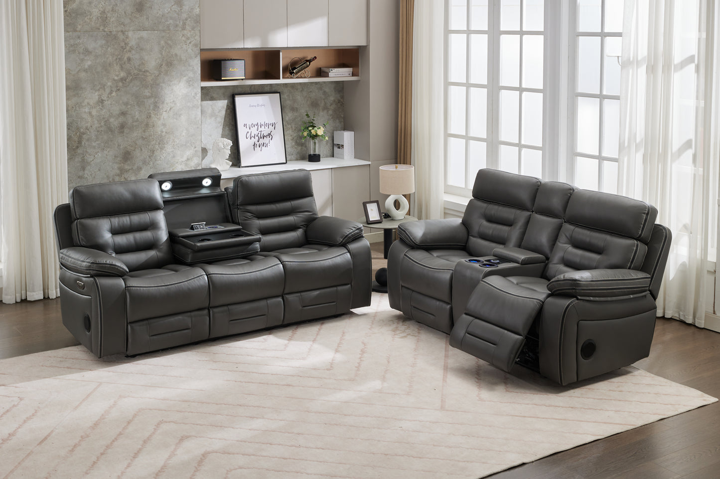 Omanto- 3+2 - Leather Recliners