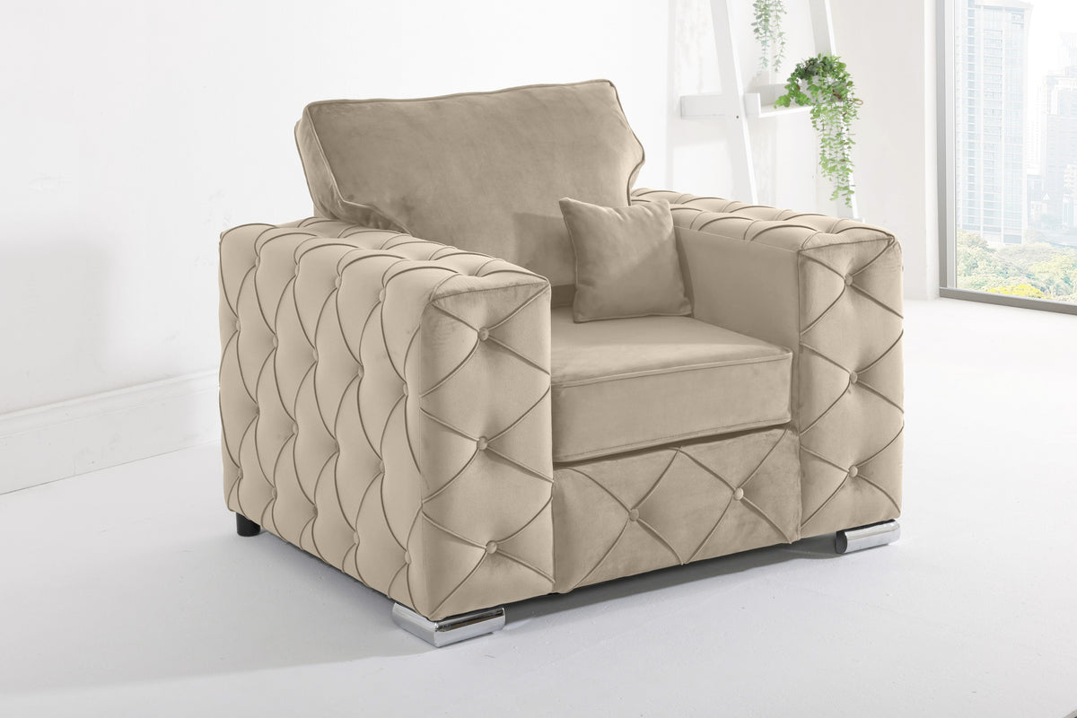 Sikara Corner Fullback - 2c2 + Diamonds+ Bolster / Buttoned Cushions