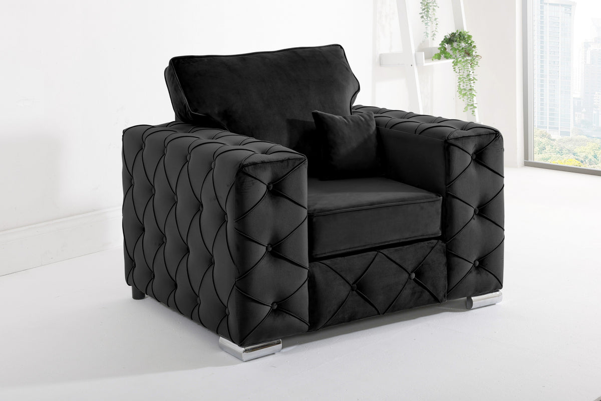 Sikara Corner Fullback - 2c2 + Diamonds+ Bolster / Buttoned Cushions