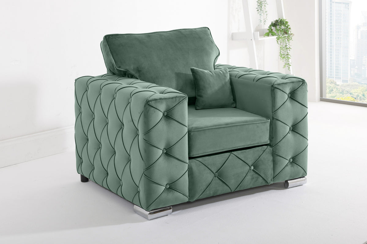 Sikara Corner Fullback - 2c2 + Diamonds+ Bolster / Buttoned Cushions