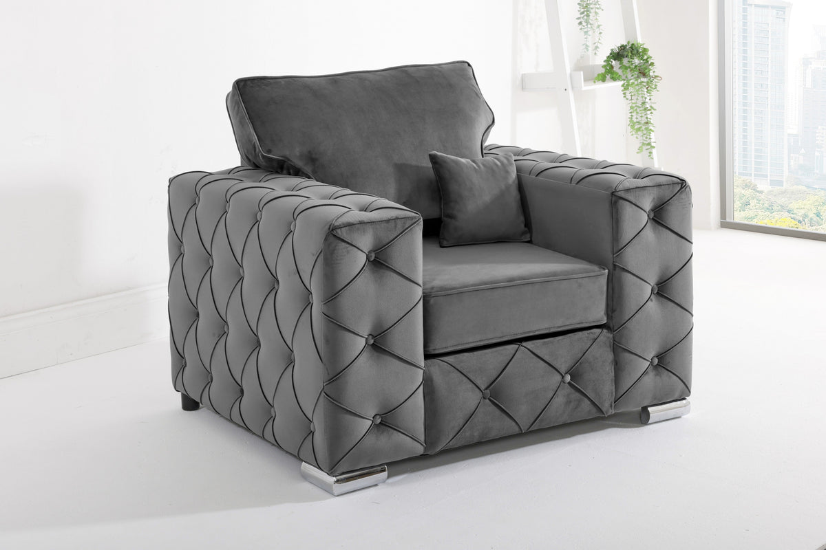 Sikara Corner Fullback - 2c2 + Diamonds+ Bolster / Buttoned Cushions