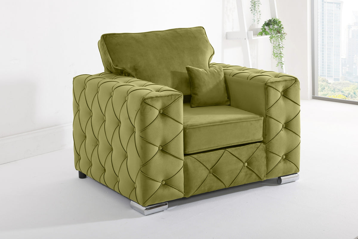 Sikara Corner Fullback - 2c2 + Diamonds+ Bolster / Buttoned Cushions