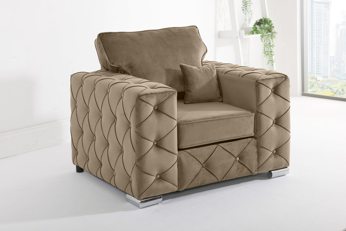 Sikara Corner Fullback - 2c2 + Diamonds+ Bolster / Buttoned Cushions