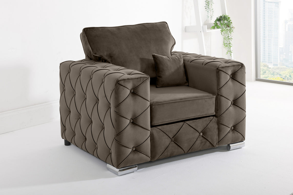 Sikara Corner Fullback - 2c2 + Diamonds+ Bolster / Buttoned Cushions