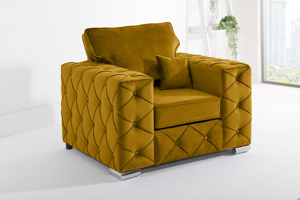 Sikara Corner Fullback - 2c2 + Diamonds+ Bolster / Buttoned Cushions