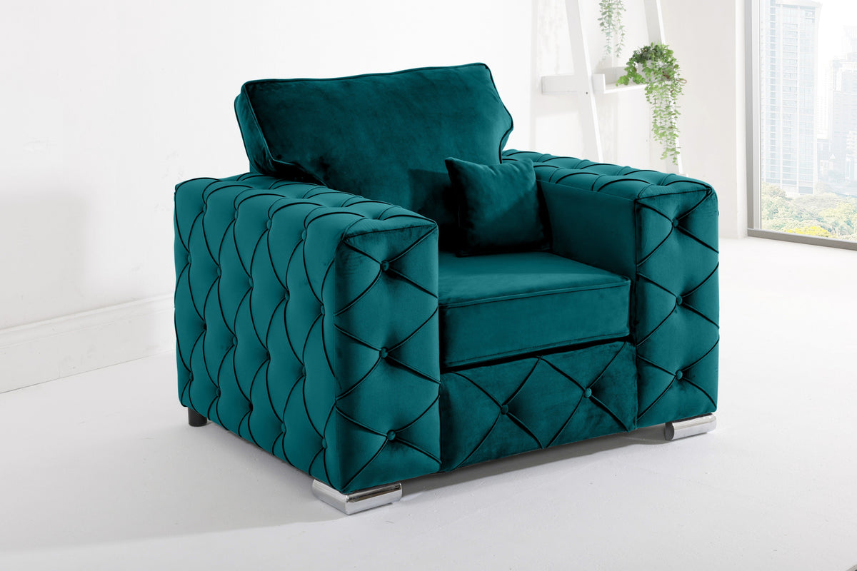 Sikara Corner Fullback - 2c2 + Diamonds+ Bolster / Buttoned Cushions