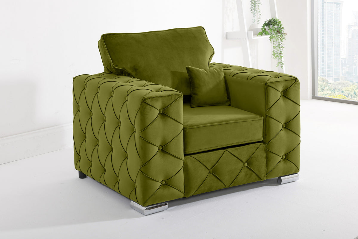 Sikara Corner Fullback - 2c2 + Diamonds+ Bolster / Buttoned Cushions