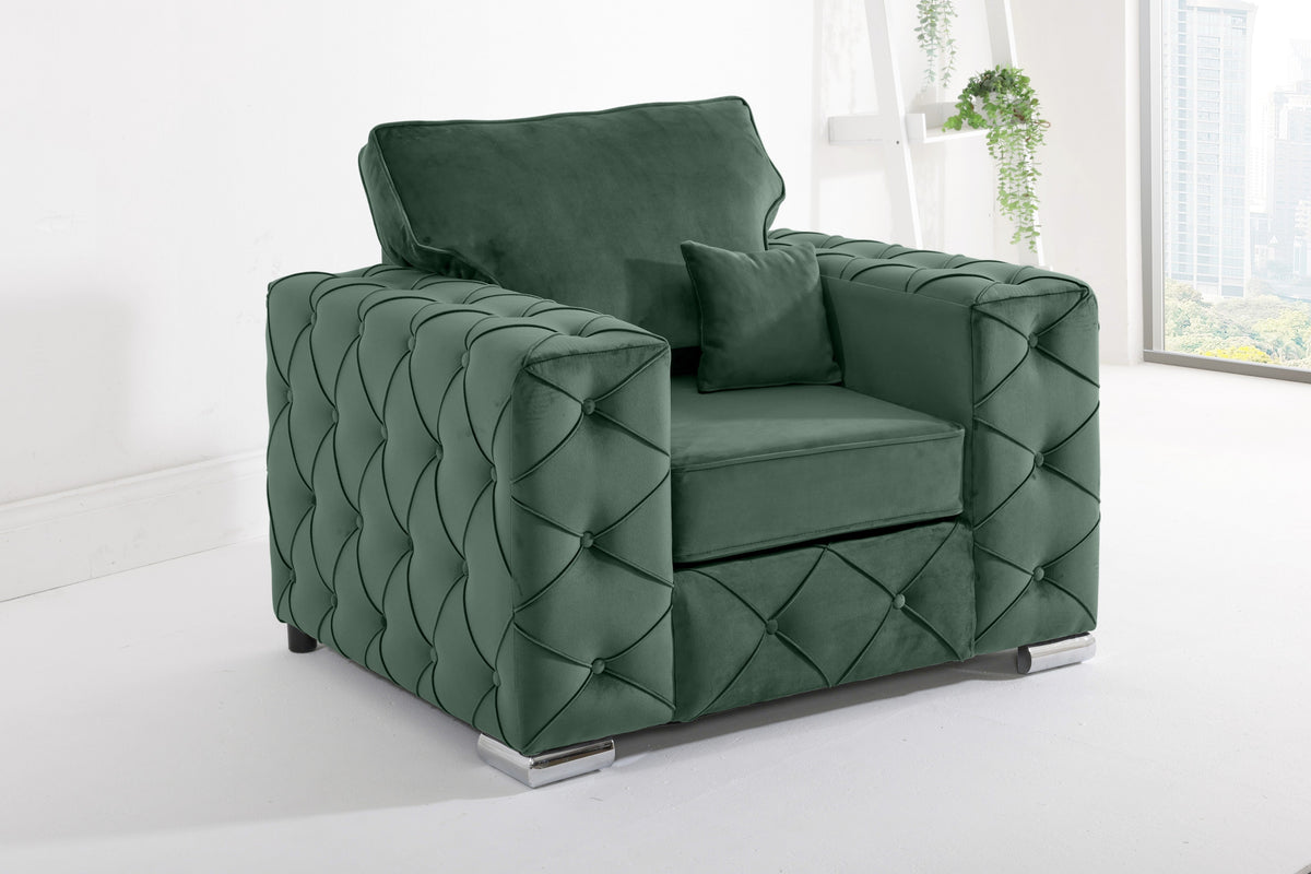 Sikara Corner Fullback - 2c2 + Diamonds+ Bolster / Buttoned Cushions