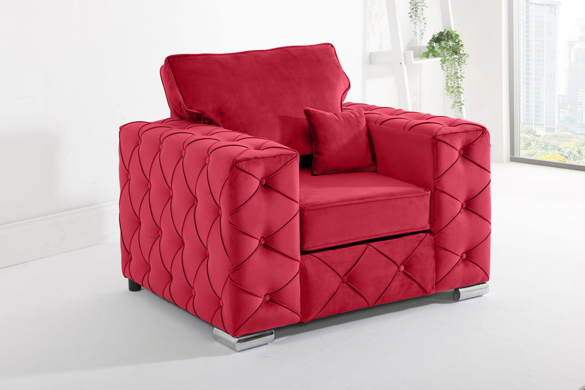 Sikara Corner Fullback - 2c2 + Diamonds+ Bolster / Buttoned Cushions