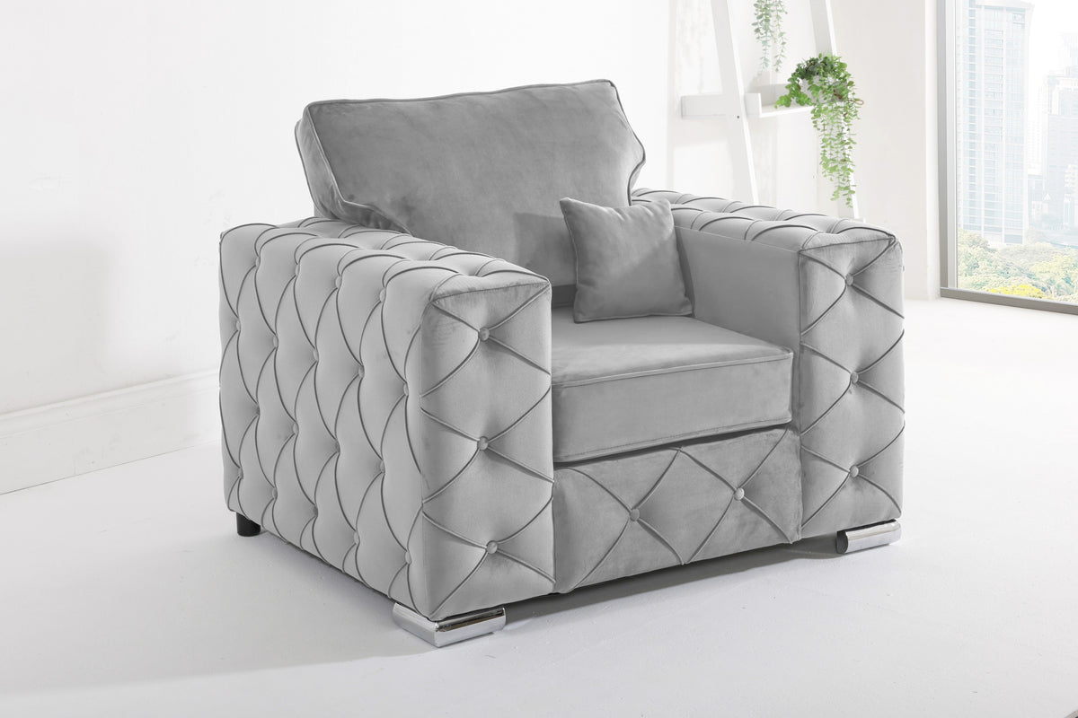 Sikara Corner Fullback - 2c2 + Diamonds+ Bolster / Buttoned Cushions