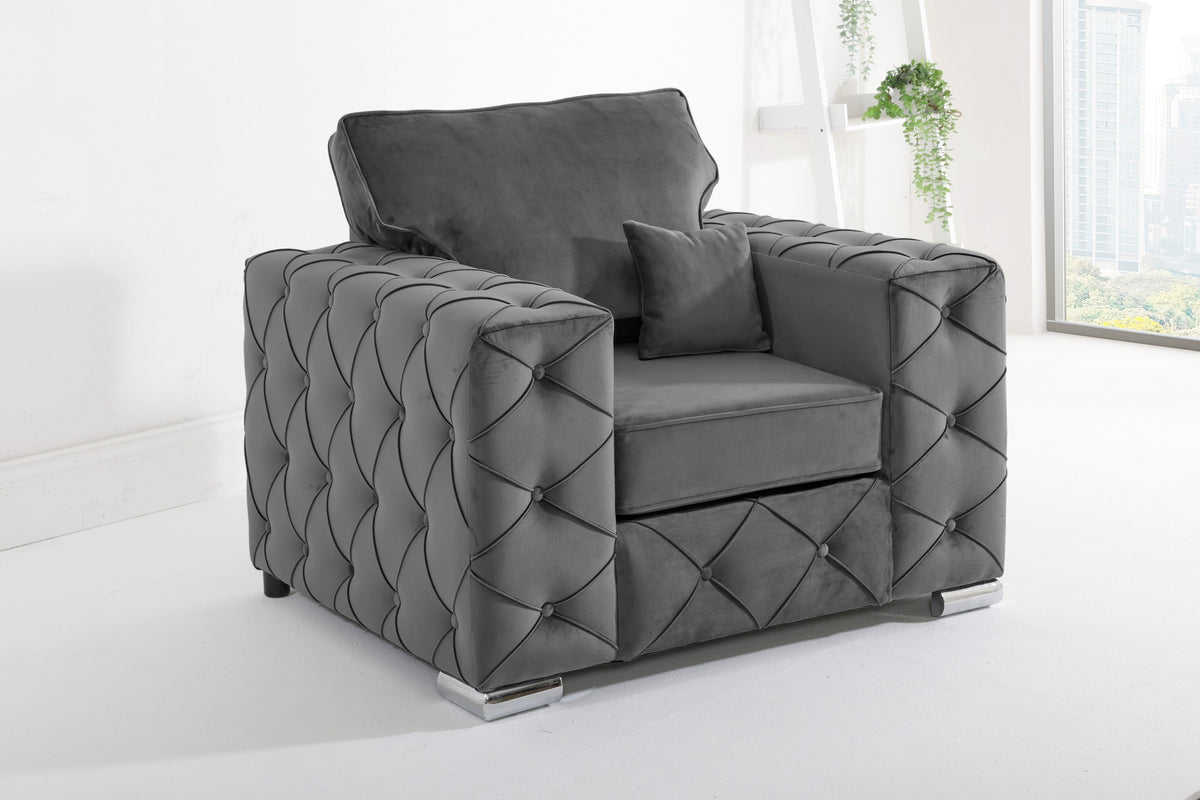 Sikara Corner Fullback - 2c2 + Diamonds+ Bolster / Buttoned Cushions