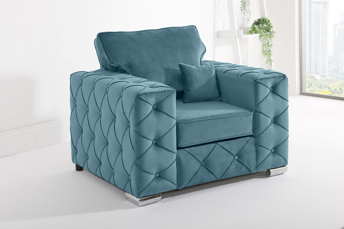 Sikara Corner Fullback - 2c2 + Diamonds+ Bolster / Buttoned Cushions