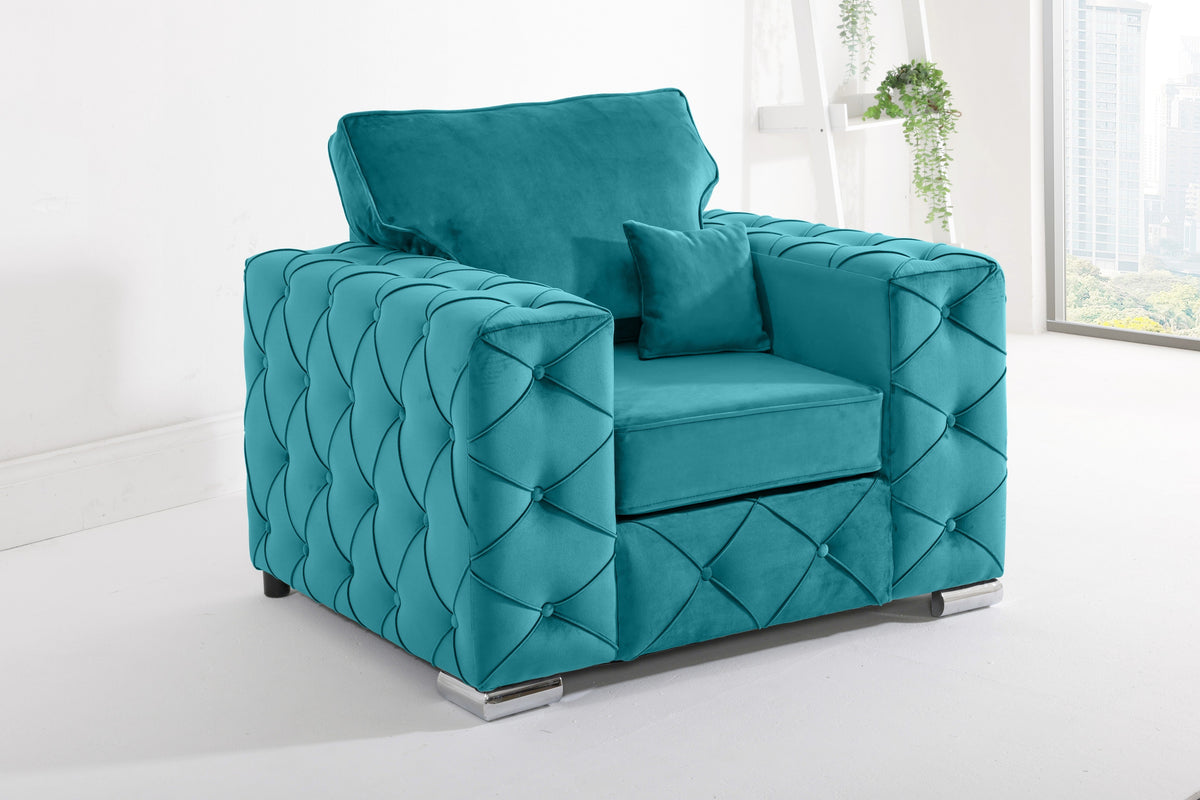 Sikara Corner Fullback - 2c2 + Diamonds+ Bolster / Buttoned Cushions