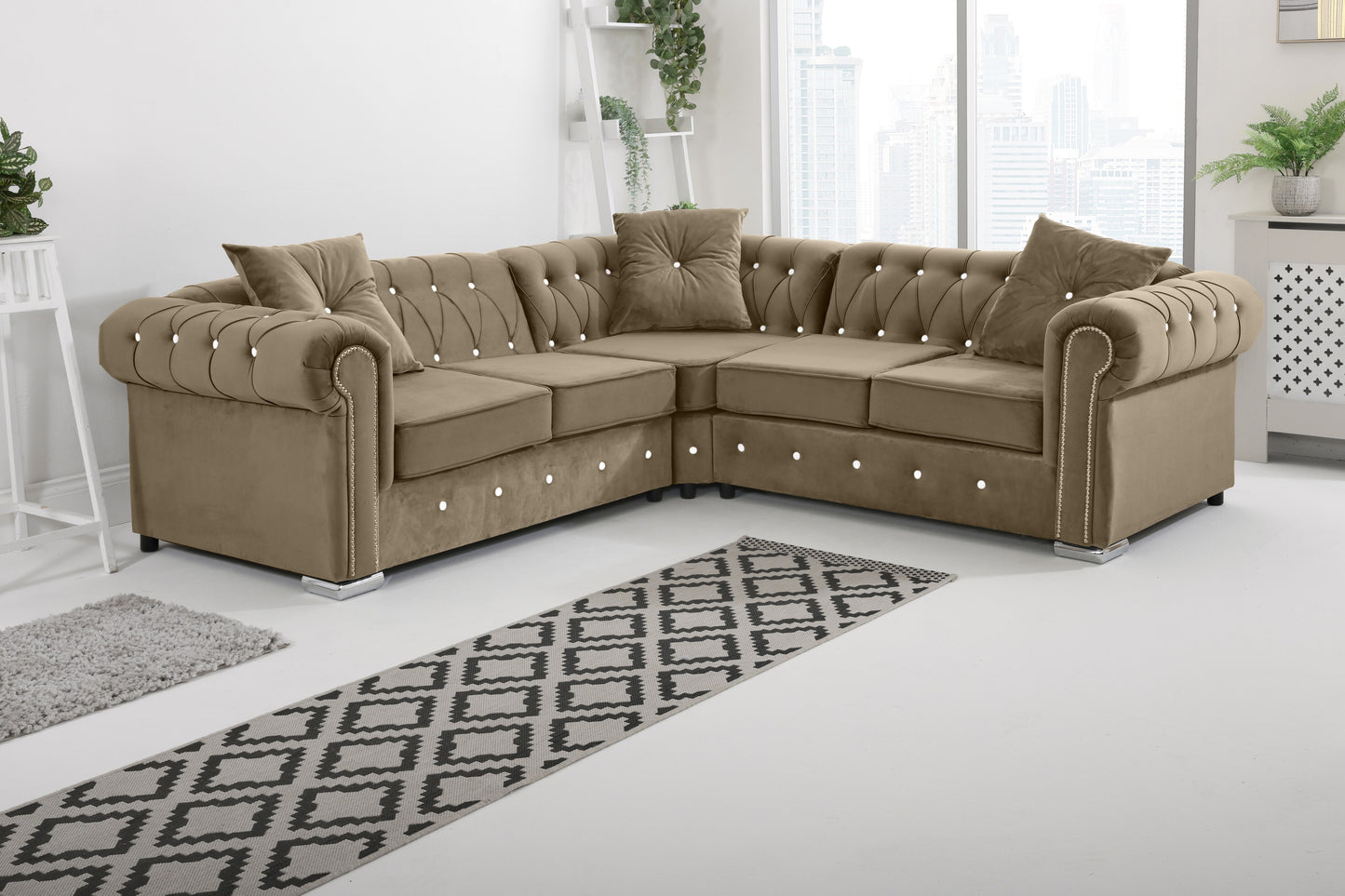 Olympia Chesterfield - Corner With Dimond +Exctra Cushion