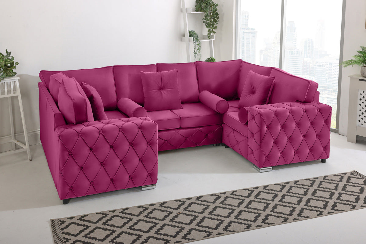 Sikara U Shape 6 Seater - Plush Velvet Fullback