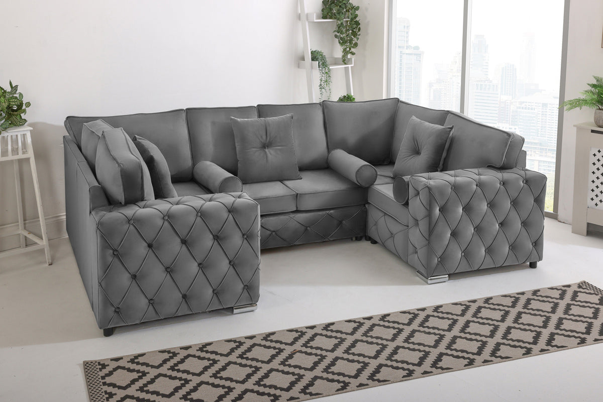 Sikara U Shape 6 Seater - Plush Velvet Fullback