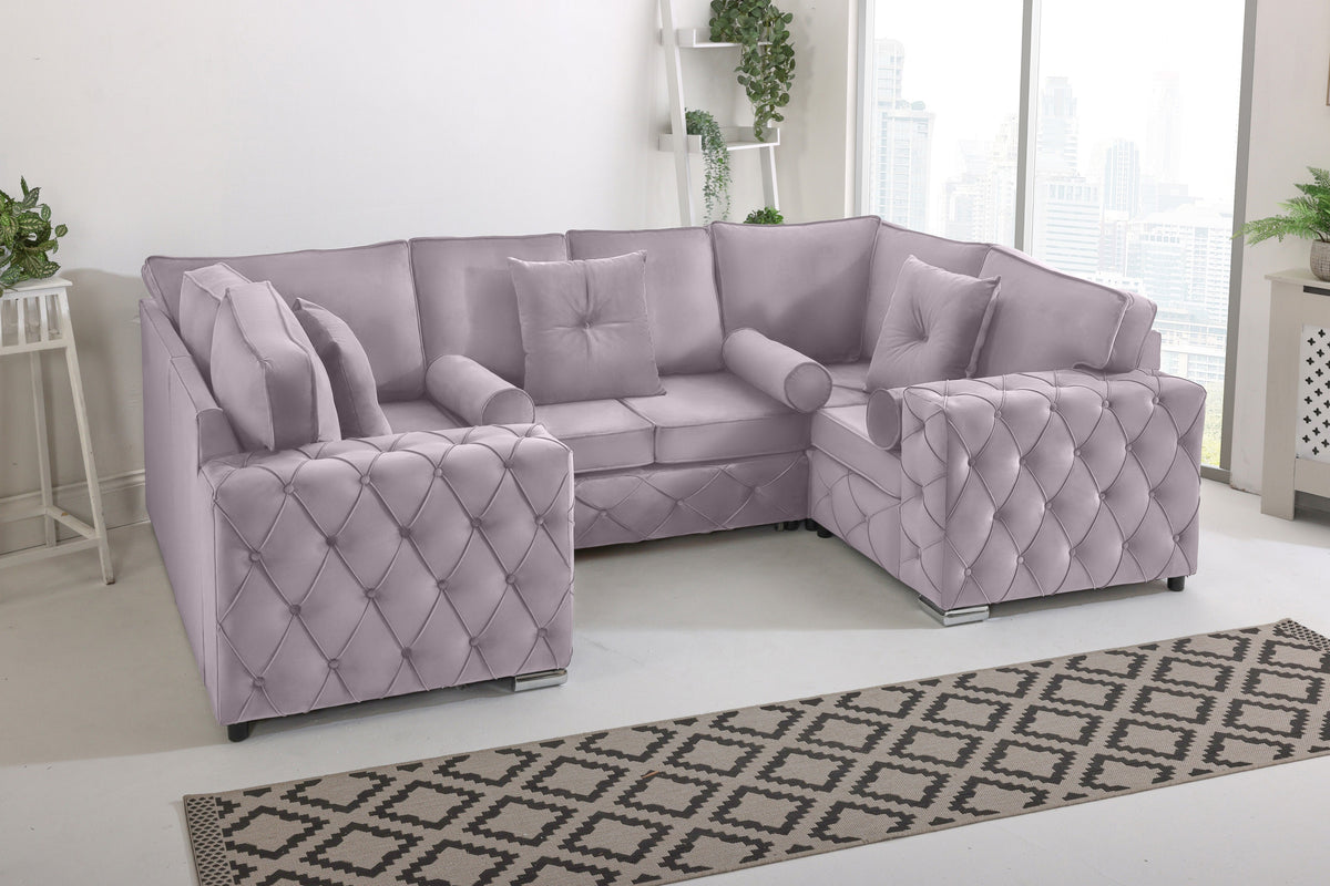 Sikara U Shape 6 Seater - Plush Velvet Fullback