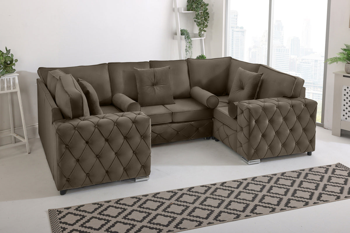 Sikara U Shape 6 Seater - Plush Velvet Fullback