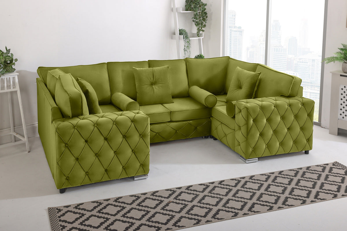 Sikara U Shape 6 Seater - Plush Velvet Fullback
