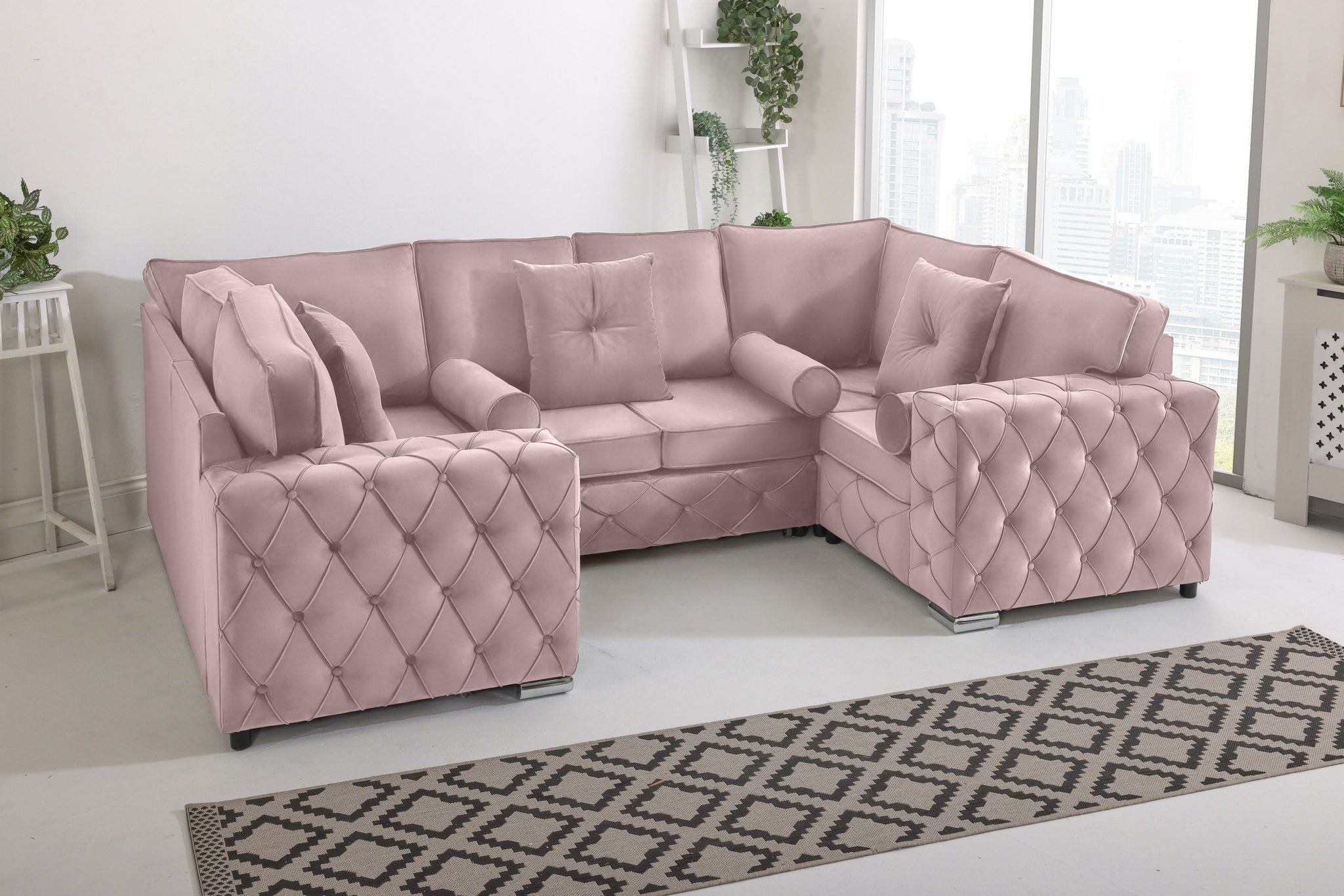 Sikara U Shape 6 Seater - Plush Velvet Fullback