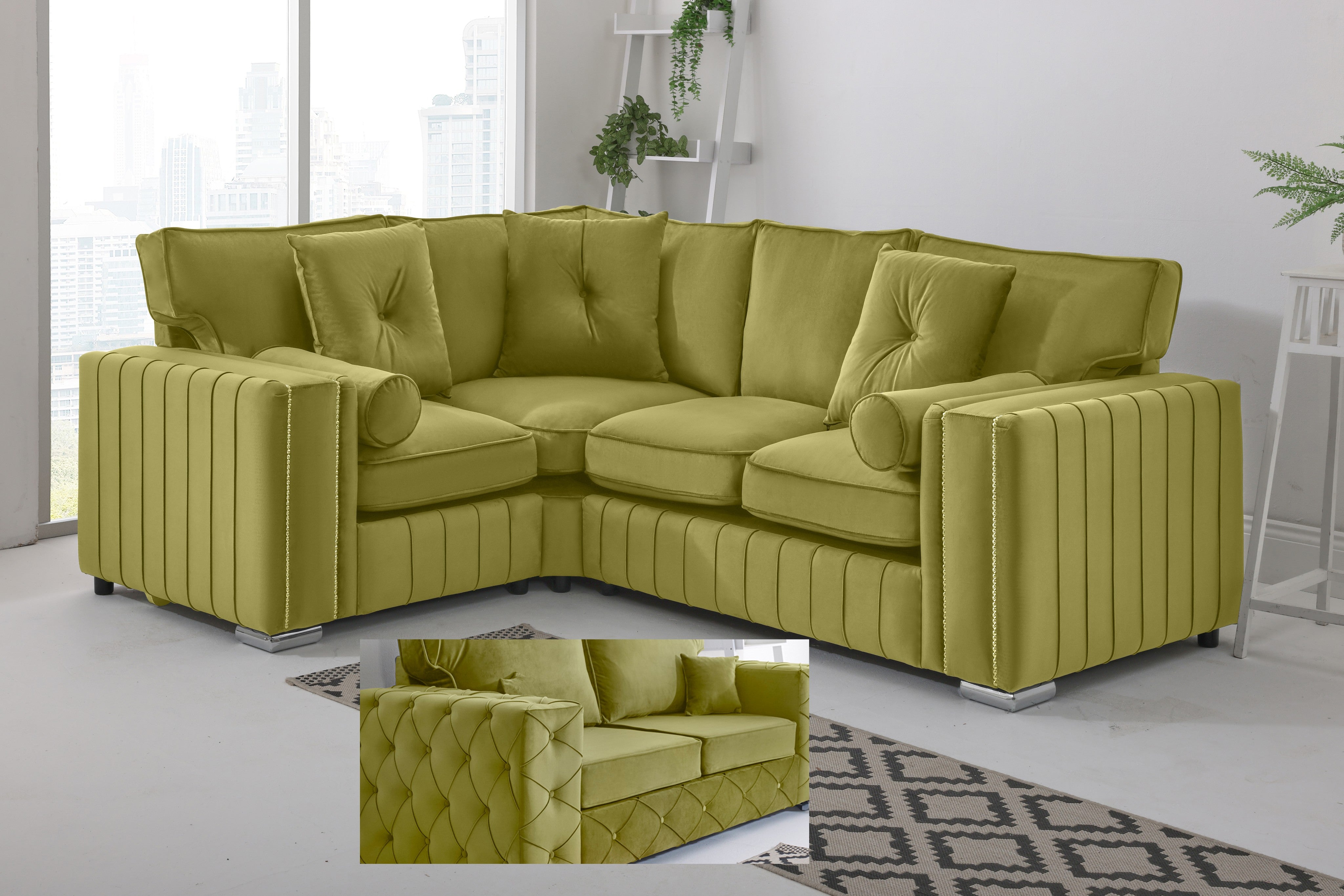 Lyra Corner Fullback - 1c2 + Bolster / Buttoned Cushions
