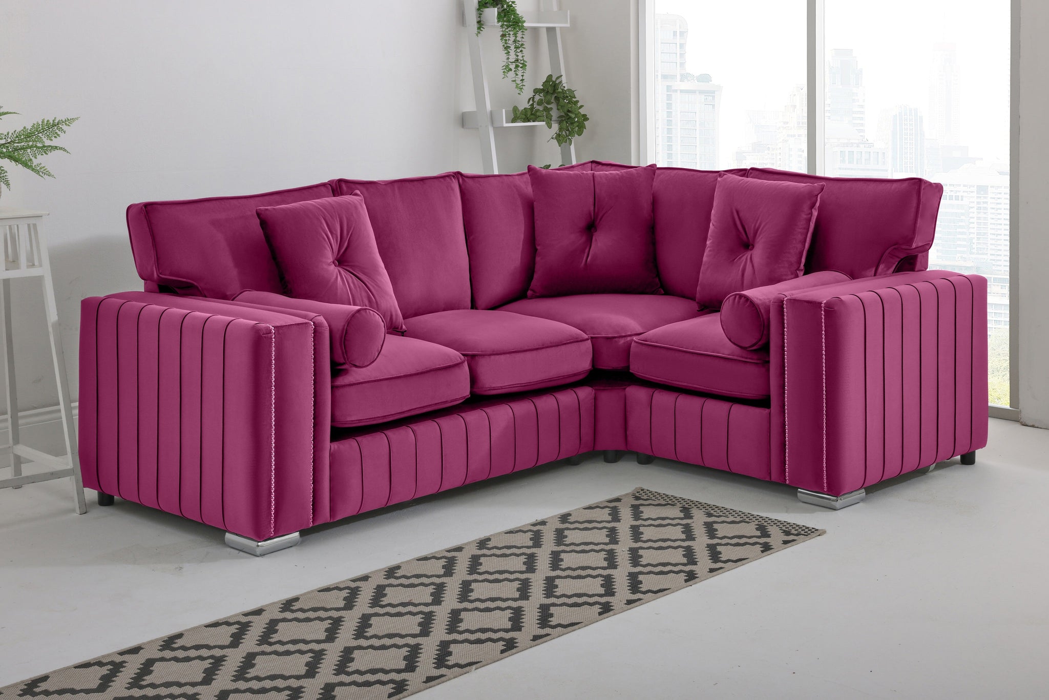 Lyra Corner Fullback - 2c1 + Bolster / Buttoned Cushions
