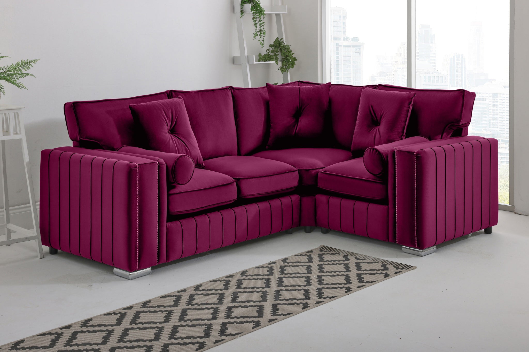 Lyra Corner Fullback - 2c1 + Bolster / Buttoned Cushions