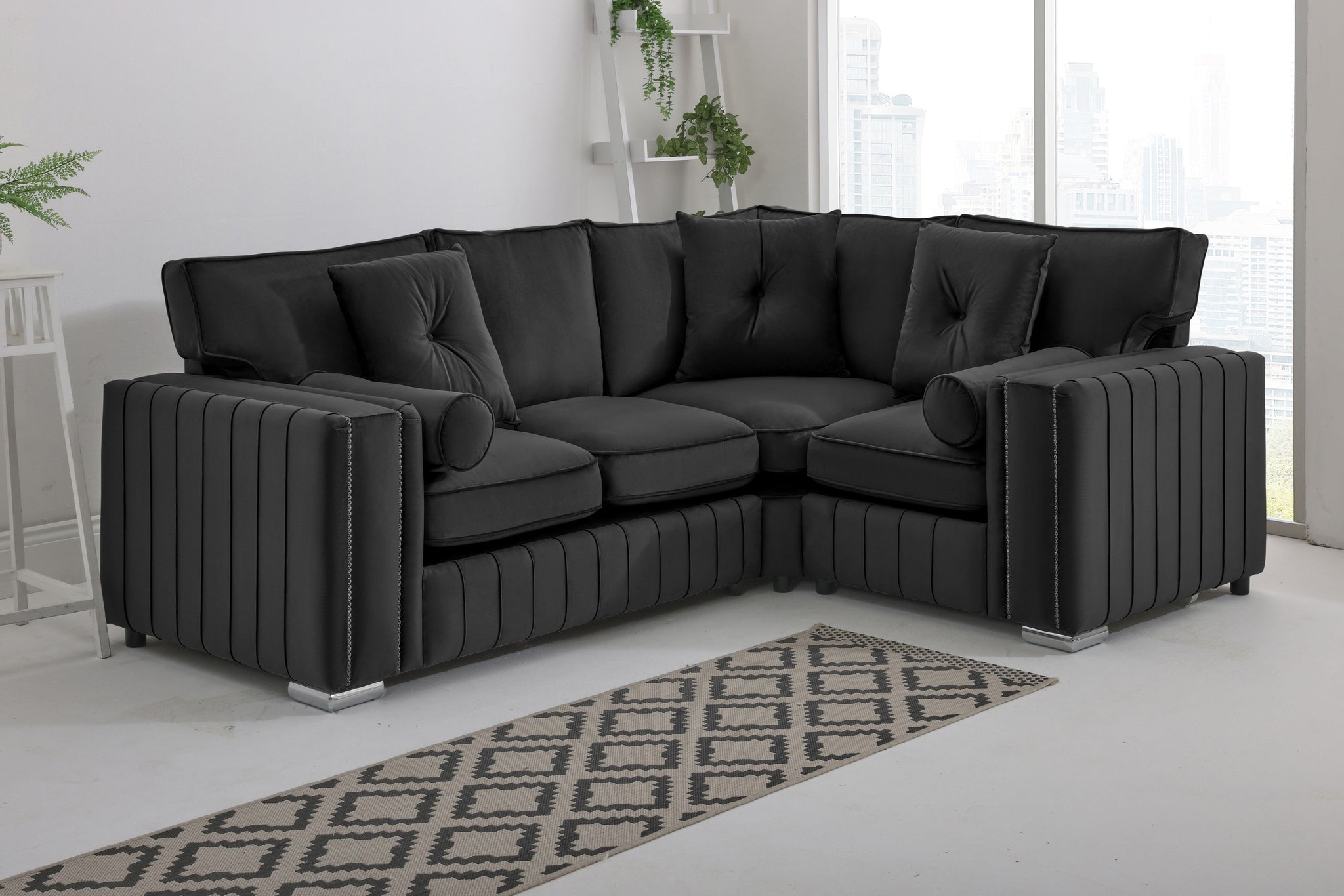 Lyra Corner Fullback - 2c1 + Bolster / Buttoned Cushions