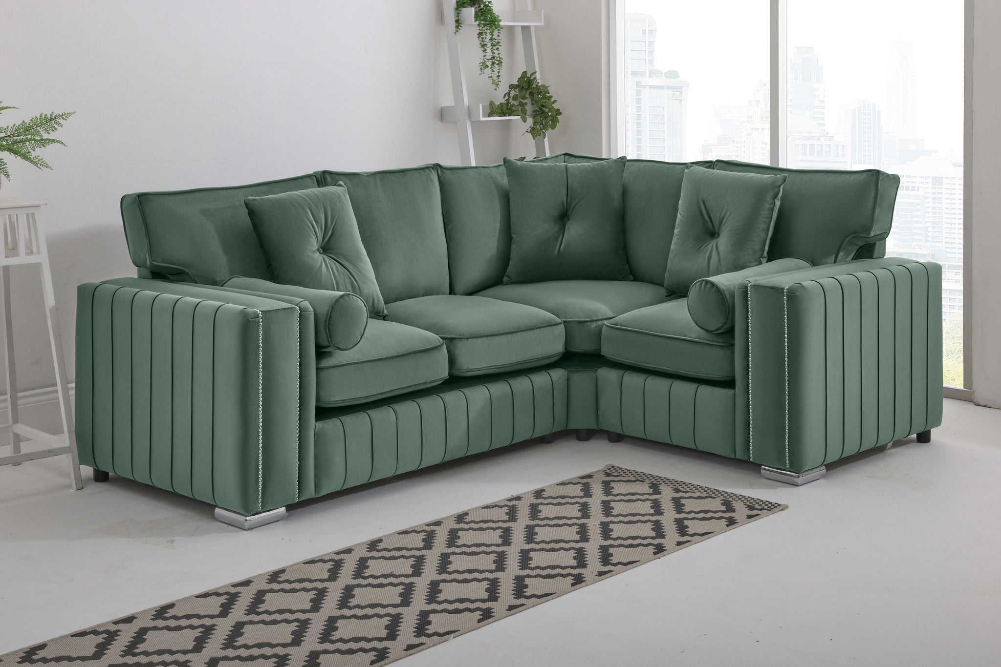 Lyra Corner Fullback - 2c1 + Bolster / Buttoned Cushions