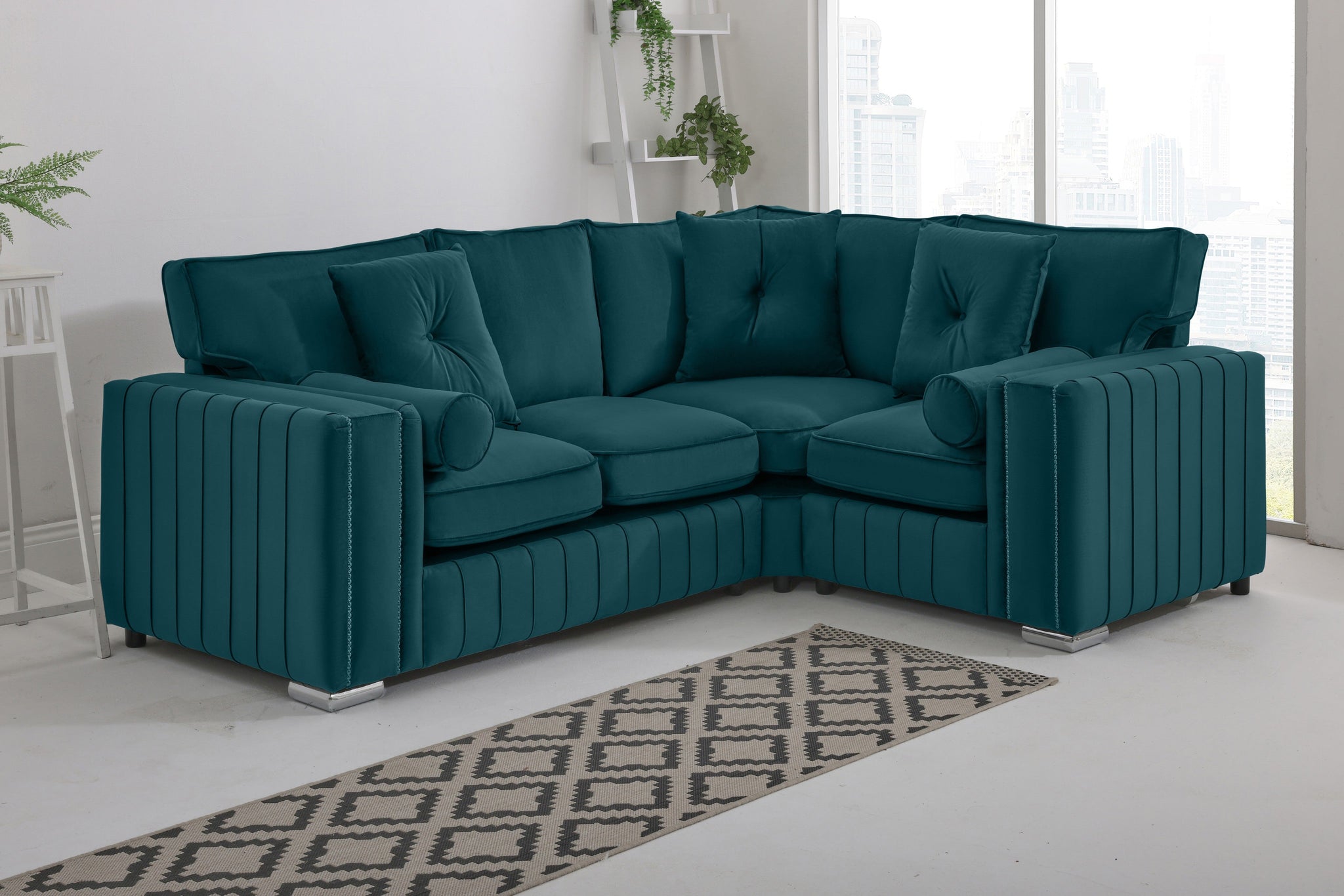 Lyra Corner Fullback - 2c1 + Bolster / Buttoned Cushions