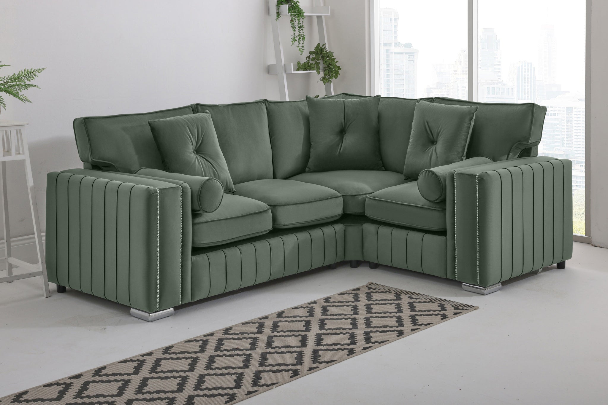 Lyra Corner Fullback - 2c1 + Bolster / Buttoned Cushions