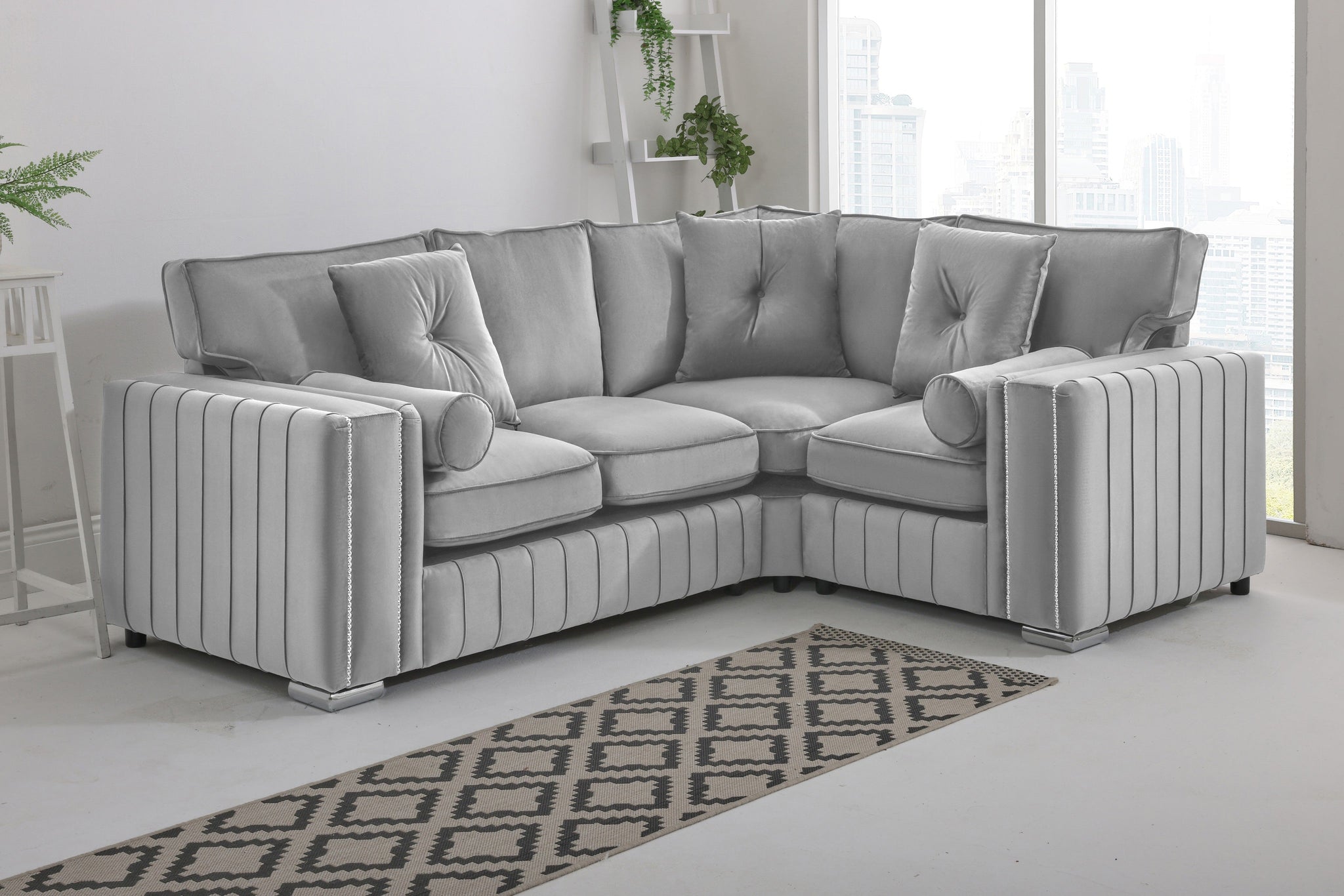 Lyra Corner Fullback - 2c1 + Bolster / Buttoned Cushions