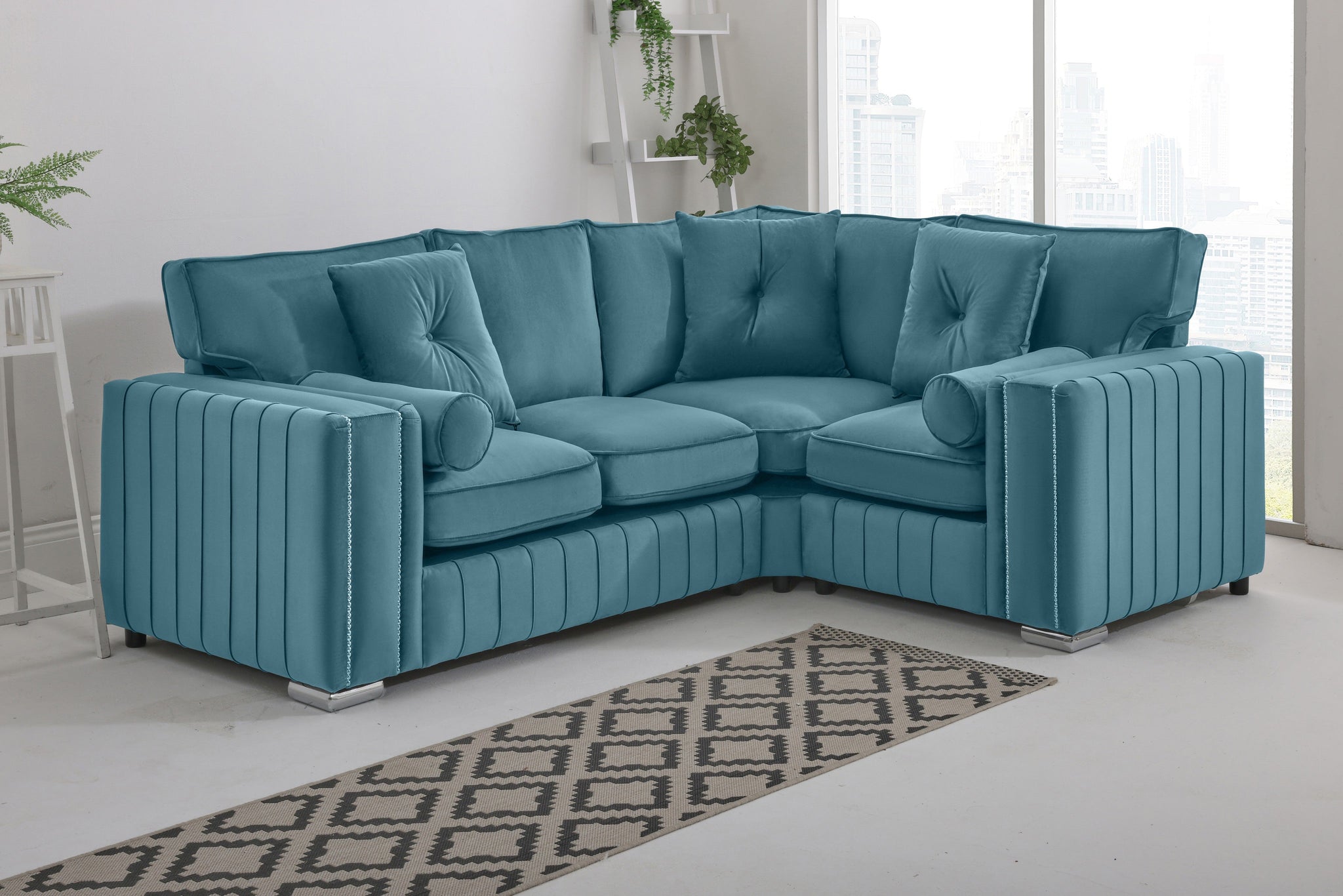 Lyra Corner Fullback - 2c1 + Bolster / Buttoned Cushions