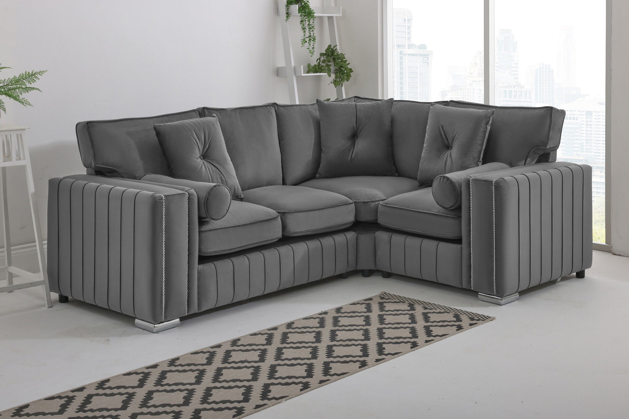 Lyra Corner Fullback - 2c1 + Bolster / Buttoned Cushions