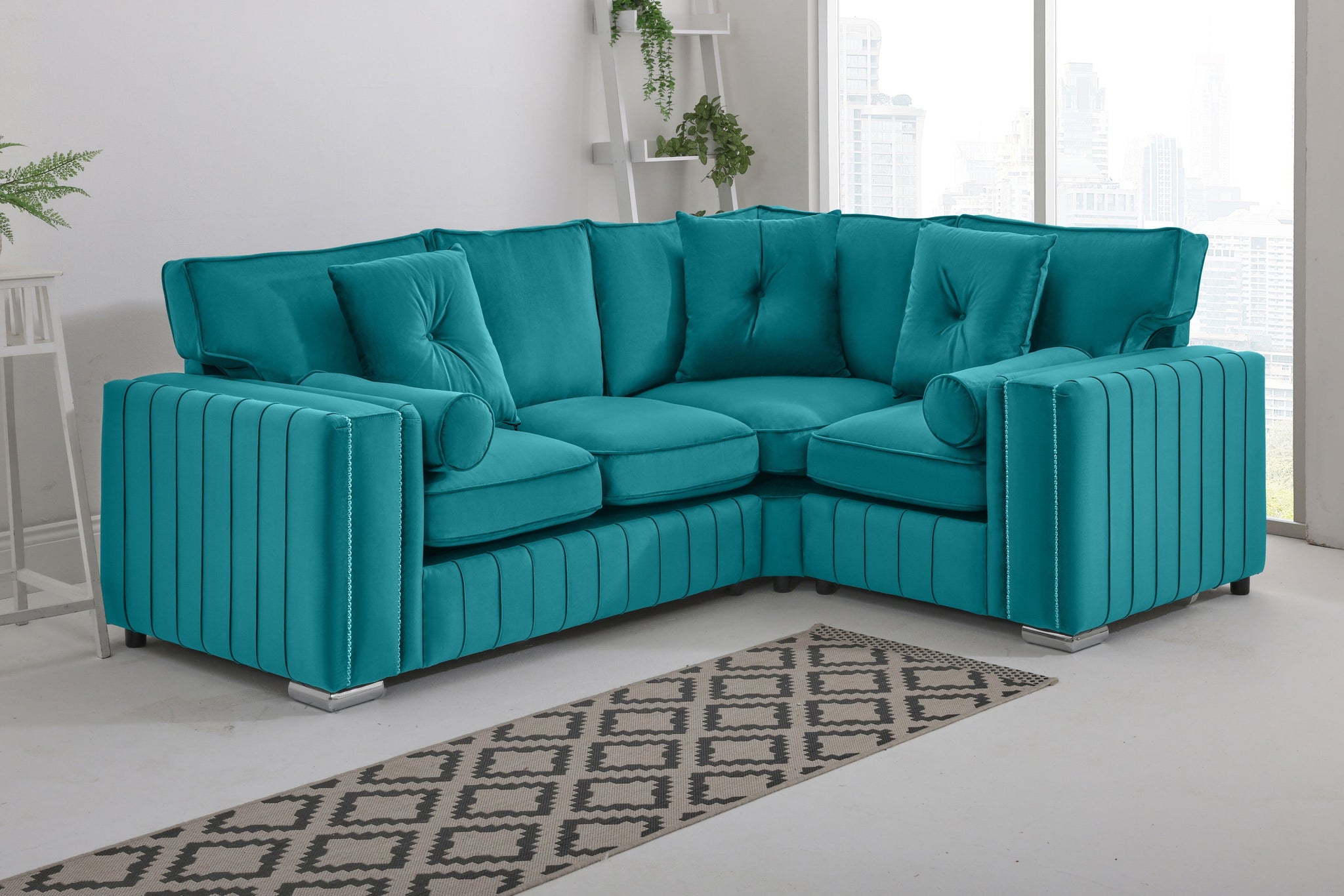Lyra Corner Fullback - 2c1 + Bolster / Buttoned Cushions