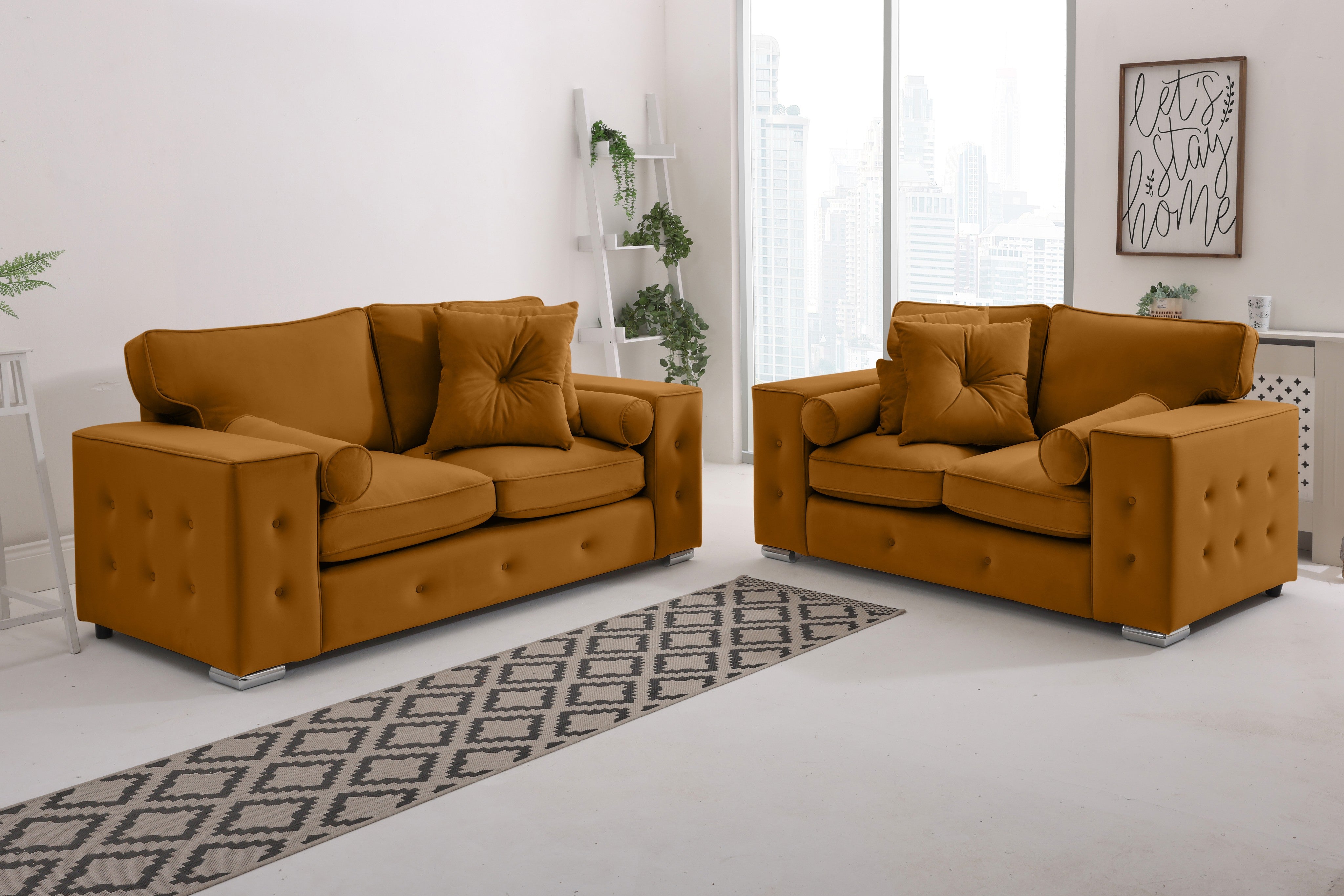 Callen 3+2 Fullback  + Bolster / Buttoned Cushions