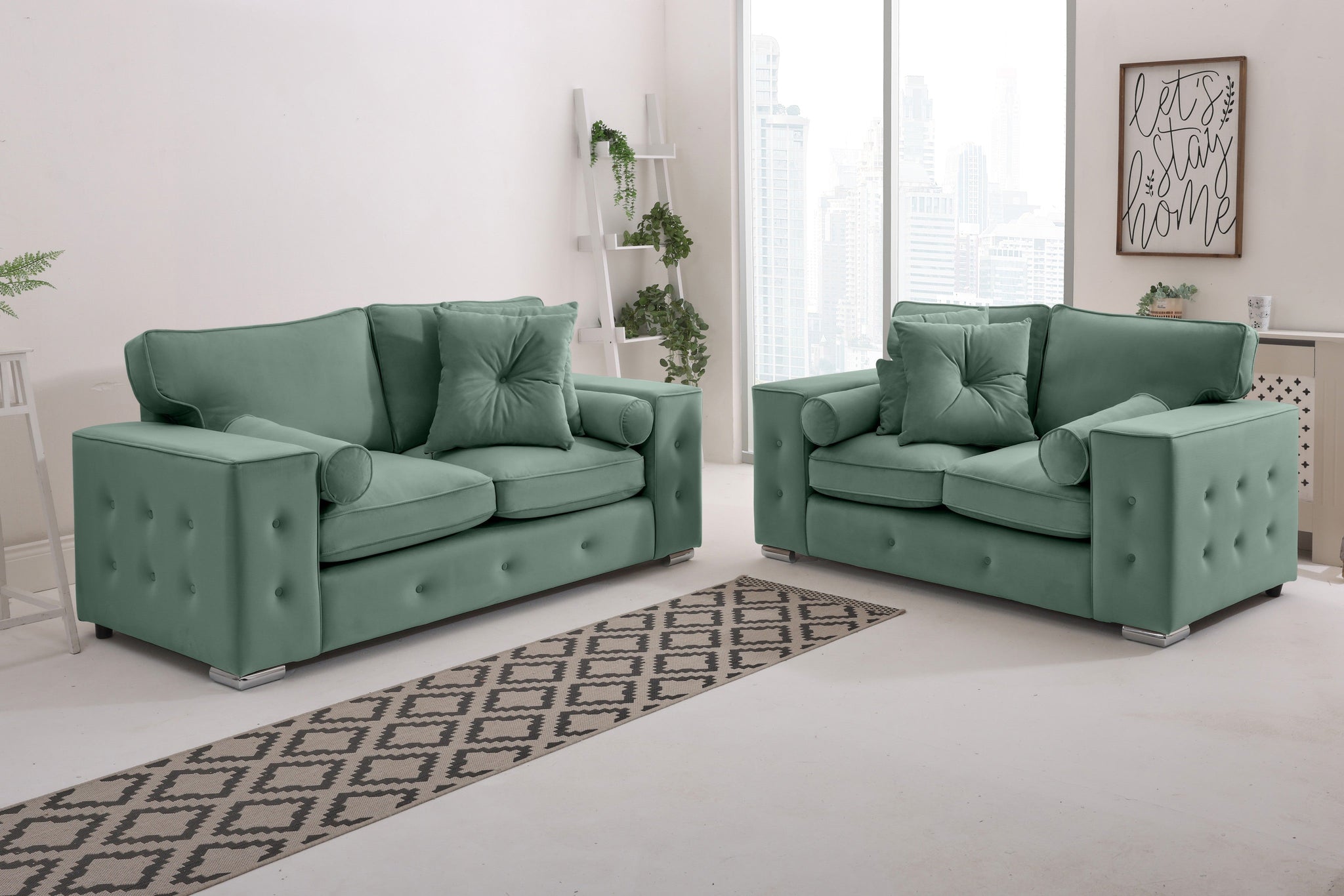 Callen 3+2 Fullback  + Bolster / Buttoned Cushions