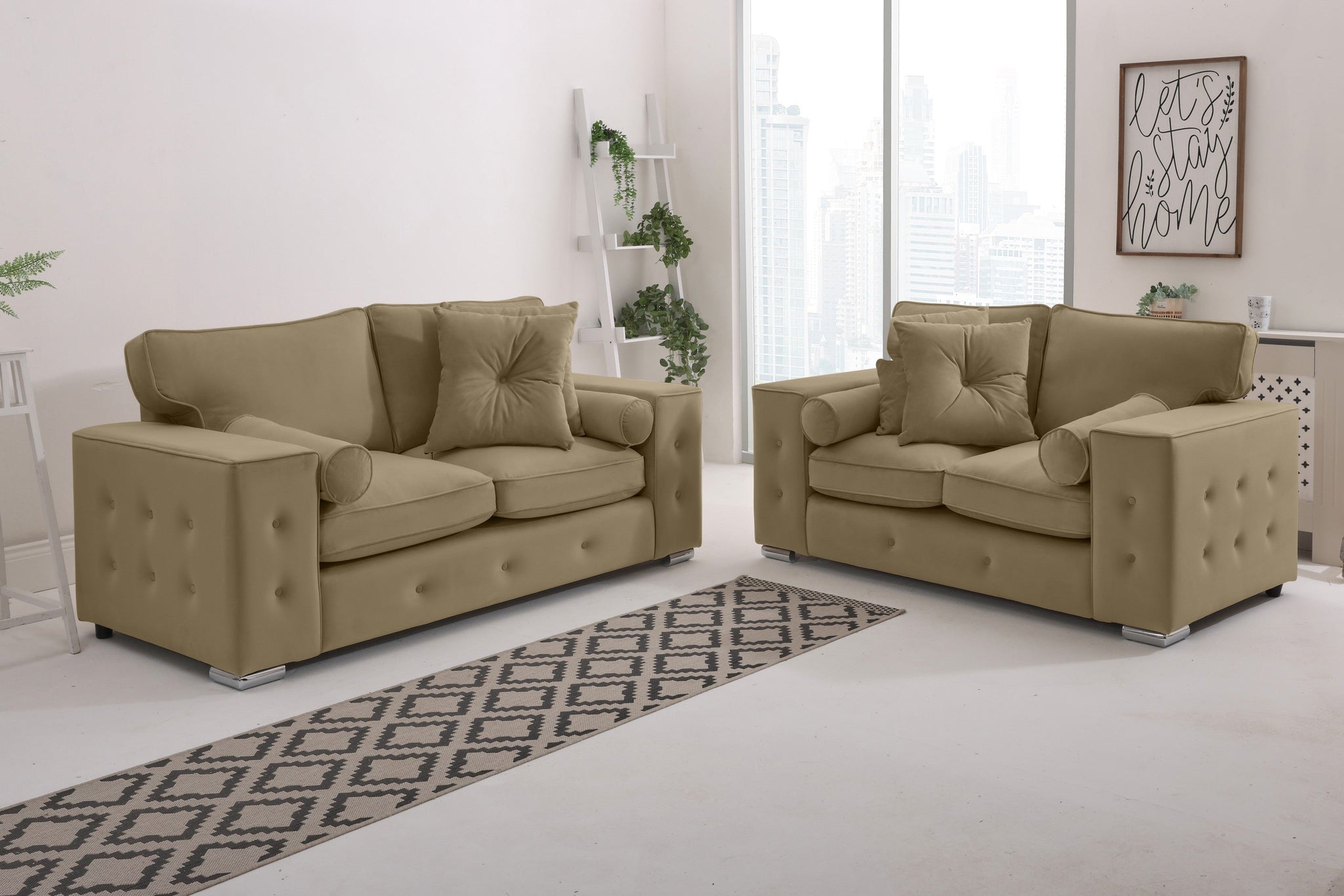 Callen 3+2 Fullback  + Bolster / Buttoned Cushions